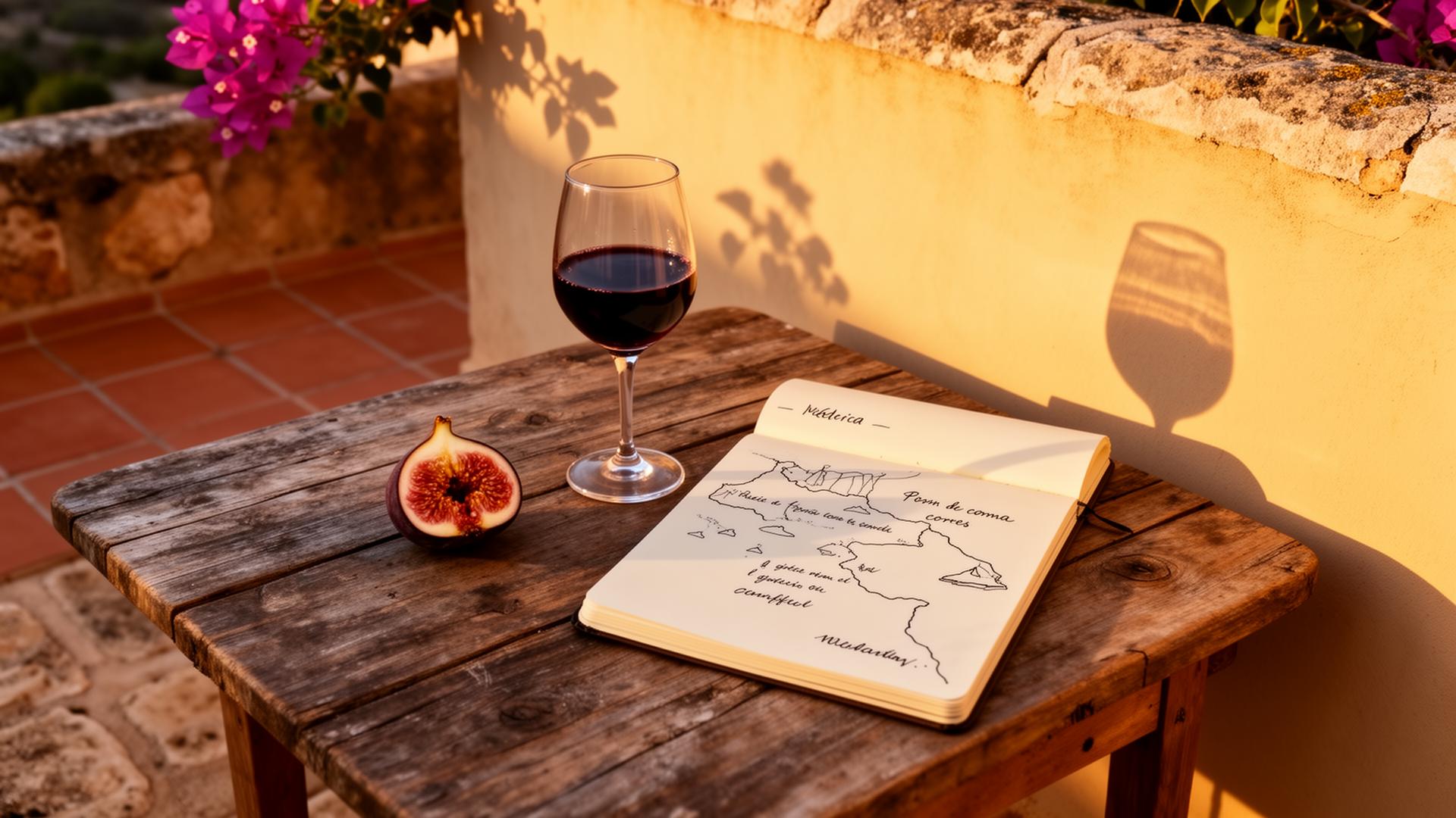 Hand-drawn map of Mallorca on a Petra terrace