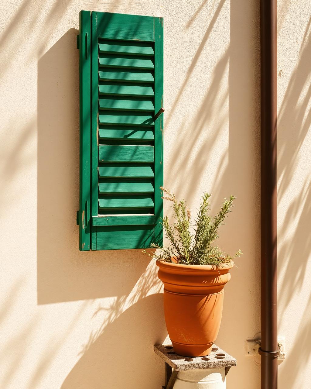 A weathered wooden shutter on a Petra village house